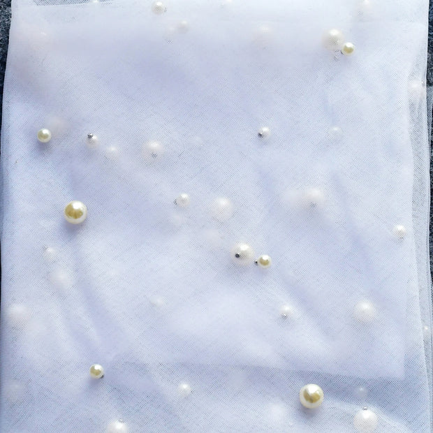 1 Tier Bridal Veil with Comb Short Fingertip Length Bridal Veil Pearl Veil Pencil Edge White Ivory Wedding Accessories VP02