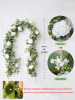 1pc 5.9FT Artificial Eucalyptus Vine Fake Rose Flowers Gypsophila Garland For Wedding Home Party Craft Art Table Runner Decor