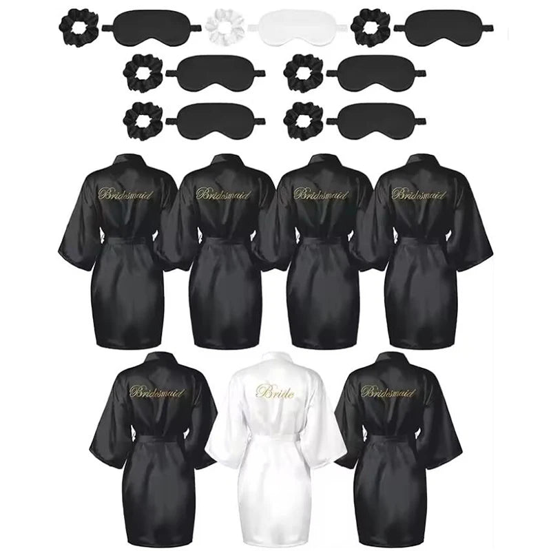 12 Pcs Bridesmaid Robes Bride Kimono for Wedding Day Satin Embroidered Bridal Party Robes