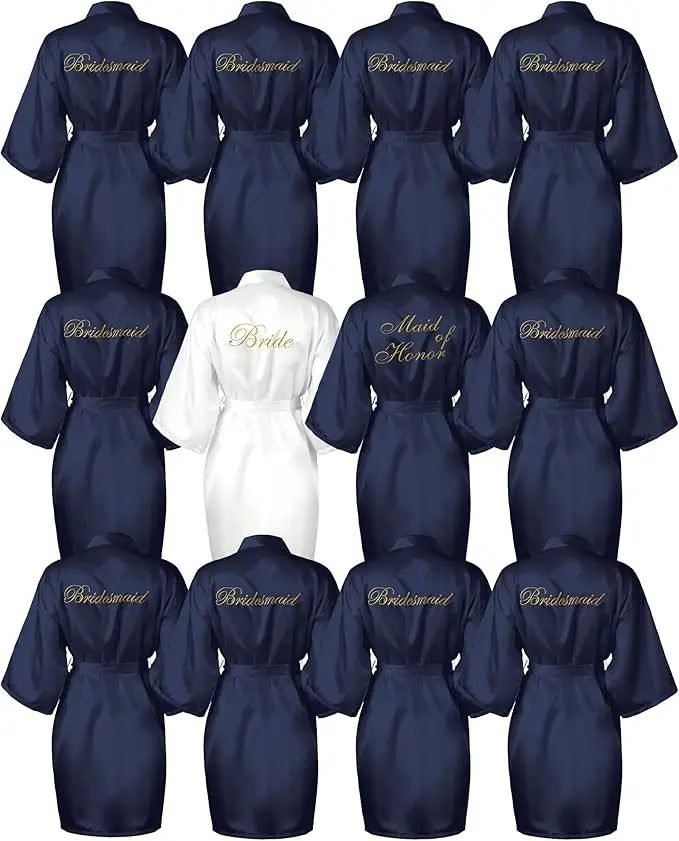 12 Pcs Bridesmaid Robes Bride Kimono for Wedding Day Satin Embroidered Bridal Party Robes