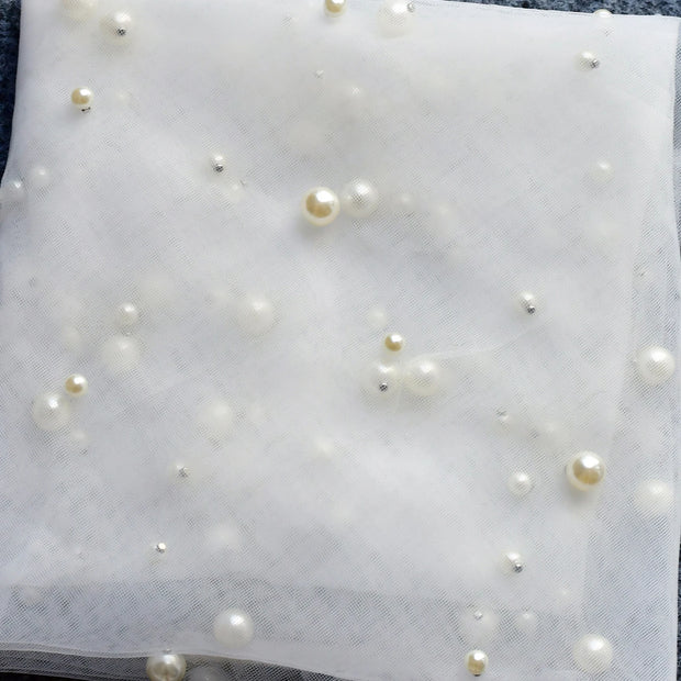 1 Tier Bridal Veil with Comb Short Fingertip Length Bridal Veil Pearl Veil Pencil Edge White Ivory Wedding Accessories VP02