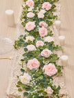 1pc 5.9FT Artificial Eucalyptus Vine Fake Rose Flowers Gypsophila Garland For Wedding Home Party Craft Art Table Runner Decor