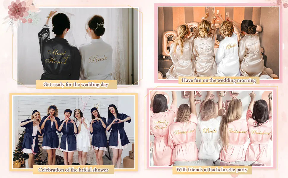 12 Pcs Bridesmaid Robes Bride Kimono for Wedding Day Satin Embroidered Bridal Party Robes