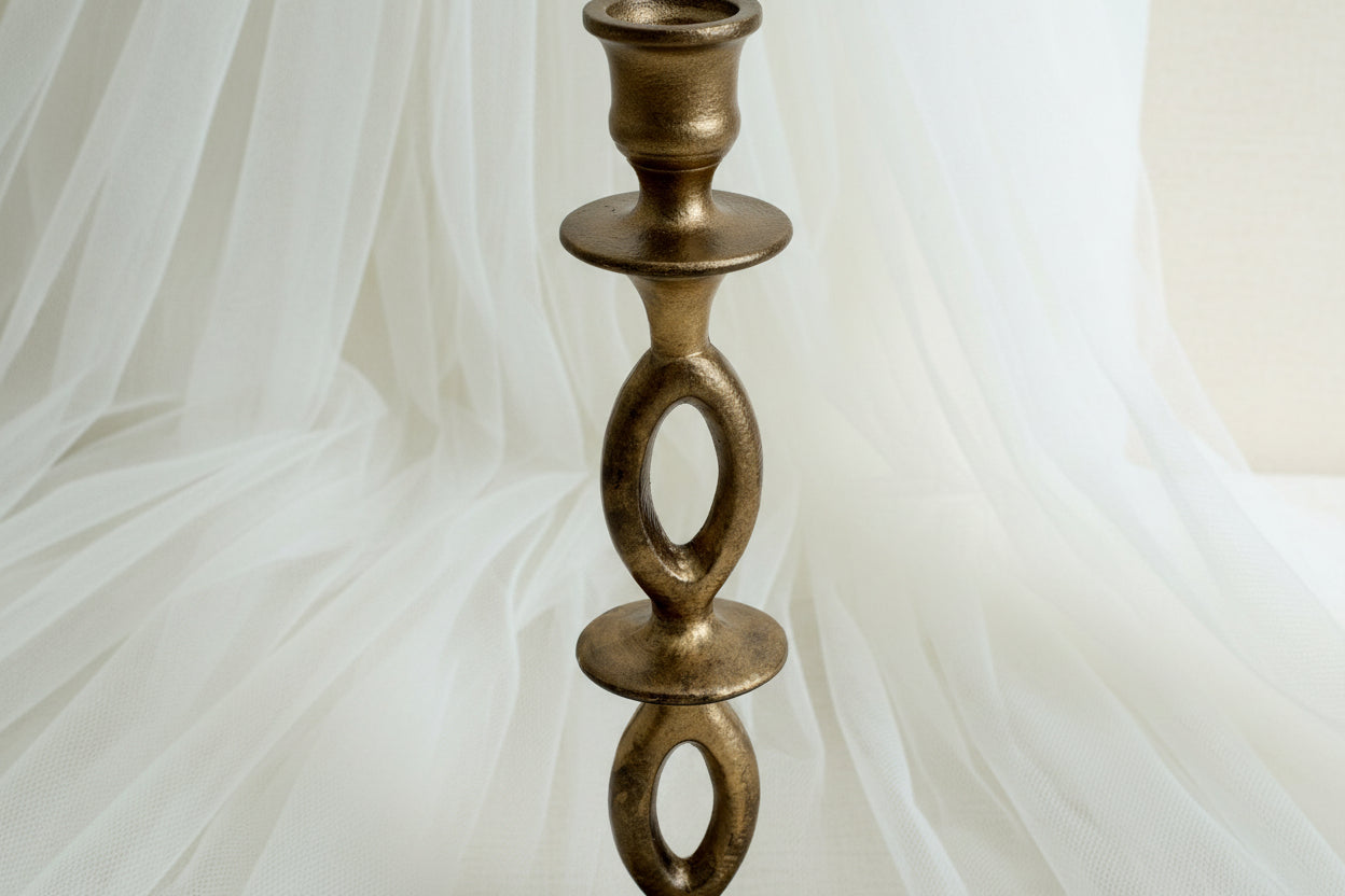 Thea Sculptural Gold Candle Holder