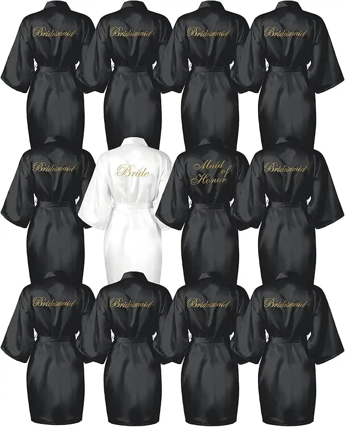 12 Pcs Bridesmaid Robes Bride Kimono for Wedding Day Satin Embroidered Bridal Party Robes