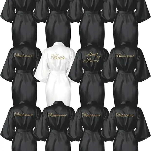 12 Pcs Bridesmaid Robes Bride Kimono for Wedding Day Satin Embroidered Bridal Party Robes