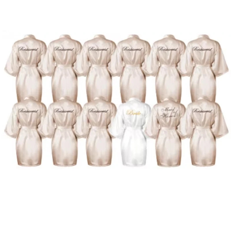 12 Pcs Bridesmaid Robes Bride Kimono for Wedding Day Satin Embroidered Bridal Party Robes
