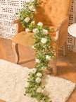 1pc 5.9FT Artificial Eucalyptus Vine Fake Rose Flowers Gypsophila Garland For Wedding Home Party Craft Art Table Runner Decor