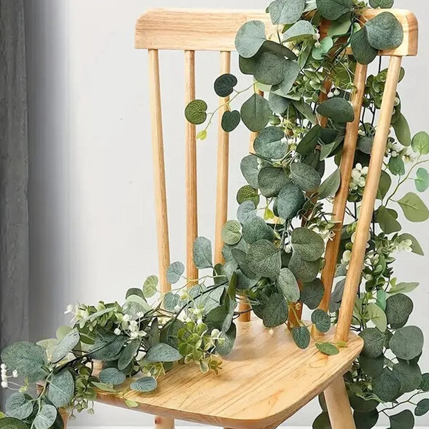 1pc 5.9FT Artificial Eucalyptus Vine Fake Rose Flowers Gypsophila Garland For Wedding Home Party Craft Art Table Runner Decor