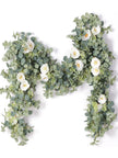 1pc 5.9FT Artificial Eucalyptus Vine Fake Rose Flowers Gypsophila Garland For Wedding Home Party Craft Art Table Runner Decor